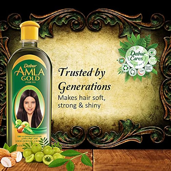 Dabur Amla gold hair oil | with amla, almond & henna | for dry, damaged & chemically treated hair - 180 ml - Image 2
